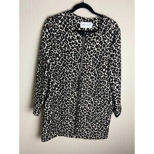 Cupcakes and Cashmere Womens Cardigan Leopard Print Size L Full Front Zip